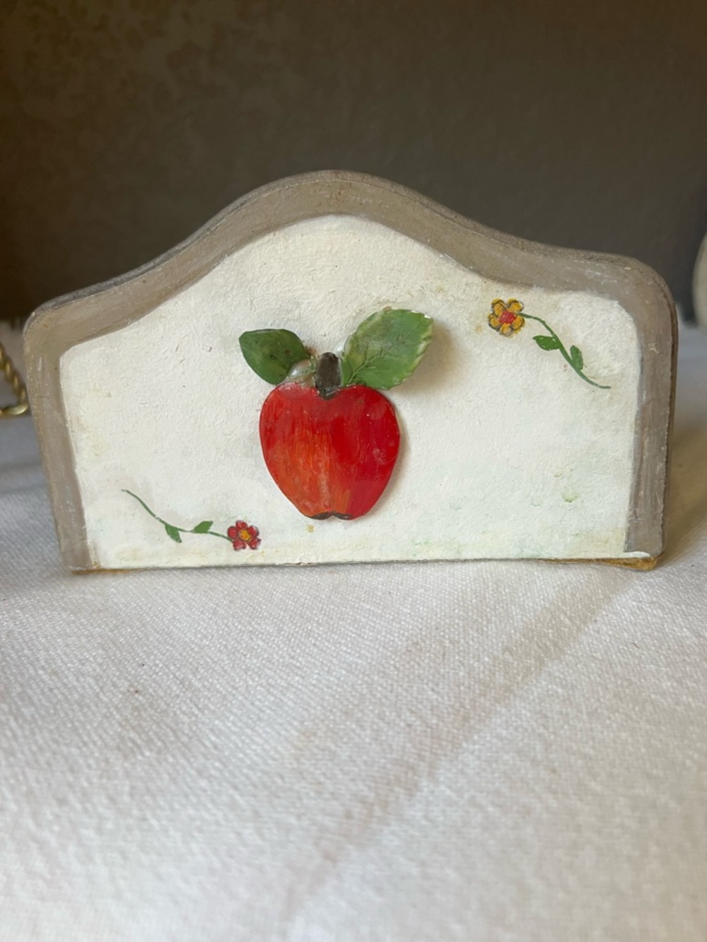 Hand-Painted Wooden Apple Napkin Holder - Red & Green